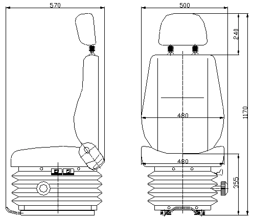 Scraper Seat YSR914-1P Technical Dimensions Scraper Seat YSR914-1P Technical Dimensions
